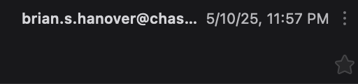 email to Chase regional PR Saturday night
